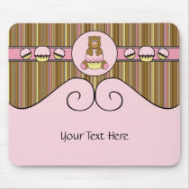 Bear With Pink Cupcake Vertical Stripes Mousepad mousepads