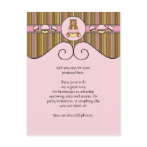 Bear With Pink Cupcake Vertical Stripes Postcard postcards