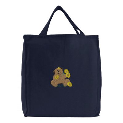 Bear with sunflowers embroidered bag by ZazzleEmbroidery