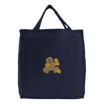 Bear with sunflowers embroidered bags