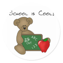Bear with Writing Board School is Cool stickers