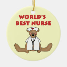 Bear World's Best Nurse T-shirts and Gifts Christmas Tree Ornament