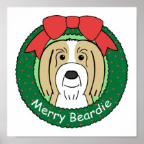 Bearded Collie Christmas Print
