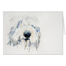 Bearded Collie Dog - Fine Art Greetings Card