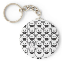 Bearded Collie in the Sheep Key Chains