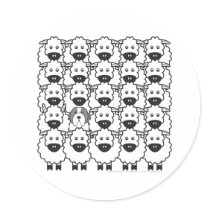 Bearded Collie in the Sheep Round Stickers