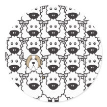 Bearded Collie in the Sheep Round Sticker