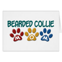BEARDED COLLIE M Paw Print Greeting Cards