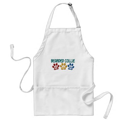 BEARDED COLLIE MOM Paw Print Aprons by poochloverstuff