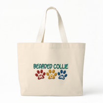 BEARDED COLLIE MOM Paw Print Canvas Bag
