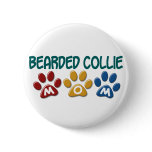 BEARDED COLLIE MOM Paw Print Button