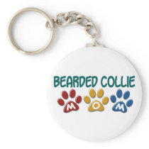 BEARDED COLLIE MOM Paw Print Key Chain