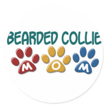 BEARDED COLLIE MOM Paw Print Sticker