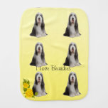 Bearded Collie on Yellow Roses Baby Burp Cloth