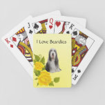 Bearded Collie on Yellow Roses Card Deck