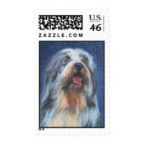 bearded collie postage stamp