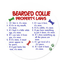 BEARDED COLLIE Property Laws 2 Round Stickers