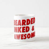 tattoo, mustache, hipster, manly, beard, funny, best man, men, cool, typography, awesome, inked men, humor, words, fun, quote, bearded inked awesome, mug, Mug with custom graphic design