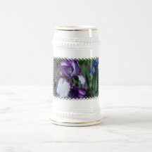 Bearded Iris Flower Beer Stein Mug