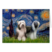 Beardie Pair 1 - Starry Night - Customized Greeting Cards