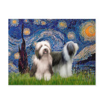 Beardie Pair 1 - Starry Night Post Card