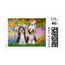 Beardie Pair 2 - Garden Postage Stamps