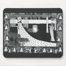 Beardsley Art Nouveau Black and White Woman Mousepad