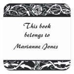 Beardsley Border Elegant Bookplate Round Sticker