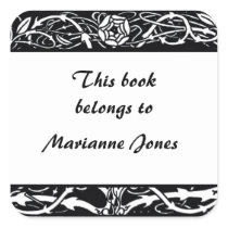Beardsley Border Elegant Bookplate Round Sticker