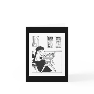 Beardsley Isolde Art Nouveau Note Card by debinSC