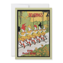 Bearings, c. 1896 Art Nouveau Advertisement Invite