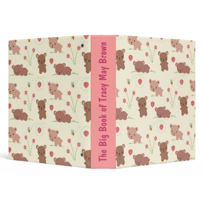 Bears Bees and Strawberries 3 Ring Binder by zozocards