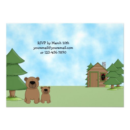 Bears, Mountains and Cabin Baby Shower Invitations