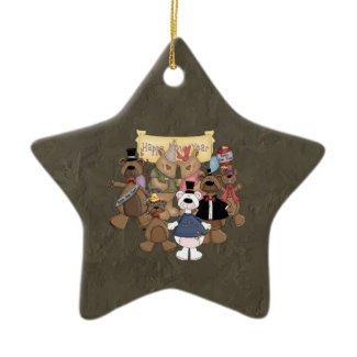 Bears New Years Party Christmas Tree Ornaments