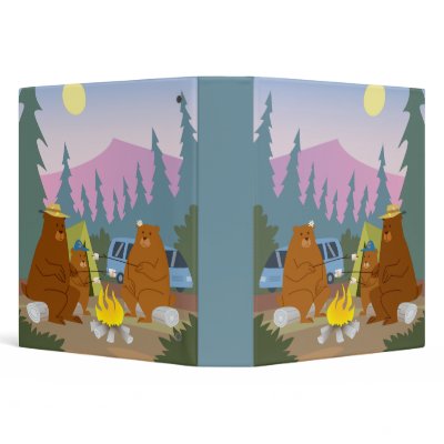 bears roasting marshmallows notebook binder by dooni_notebooks