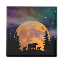 Bears stroll - Silhouette Refrigerator Magnets