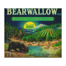 Bearwallow Apple Crate LabelHood River, OR Gallery Wrapped Canvas