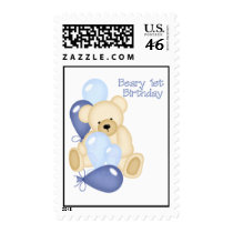 Beary 1st BIrthday (BOY) postage