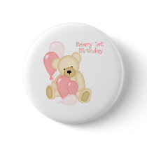Beary 1st BIrthday (GIRL) buttons