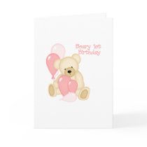 Beary 1st BIrthday (GIRL) Greeting Card
