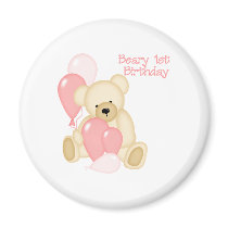 Beary 1st BIrthday (GIRL) magnets