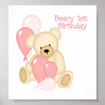 Beary 1st BIrthday (GIRL) Poster
