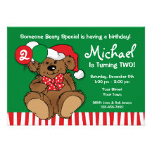 Beary Christmas Custom Birthday Invitations