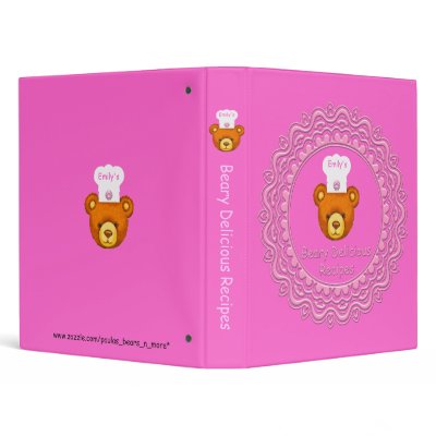 Beary Delicious Recipe Book~Personalize with Name Vinyl Binder by Paulas_Bears_N_More