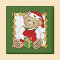 Beary Merry Christmas -Boy Teddy magnets