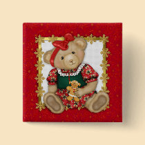 Beary Merry Christmas -Girl Teddy buttons