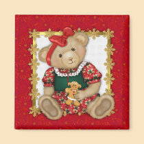 Beary Merry Christmas -Girl Teddy magnets