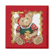 Beary Merry Christmas -Girl Teddy magnets