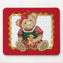Beary Merry Christmas -Girl Teddy mousepads