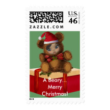 Beary Merry Christmas Postage Stamps